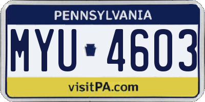 PA license plate MYU4603