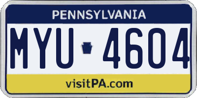 PA license plate MYU4604