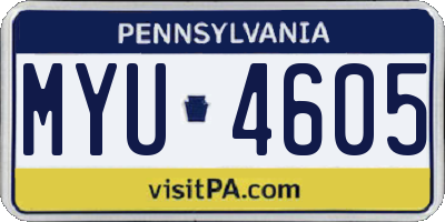PA license plate MYU4605