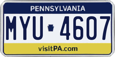 PA license plate MYU4607
