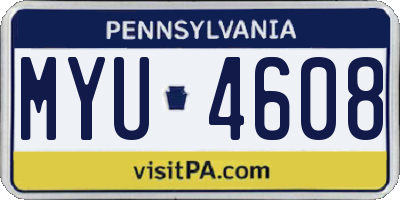 PA license plate MYU4608