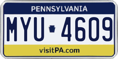 PA license plate MYU4609