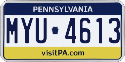 PA license plate MYU4613