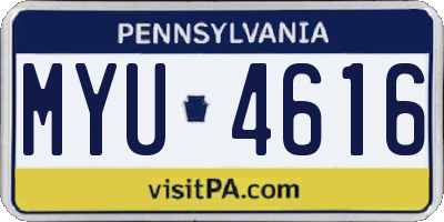PA license plate MYU4616