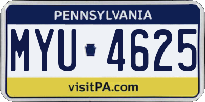PA license plate MYU4625