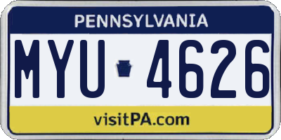 PA license plate MYU4626