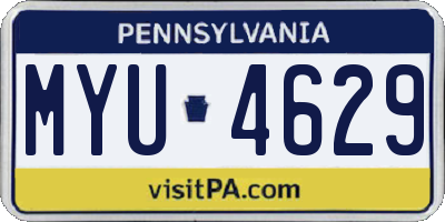 PA license plate MYU4629