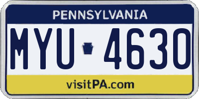 PA license plate MYU4630