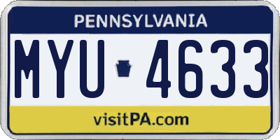 PA license plate MYU4633