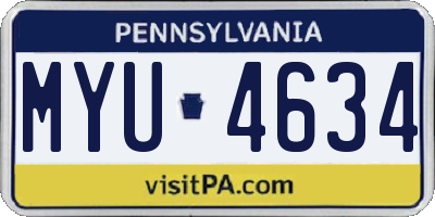 PA license plate MYU4634