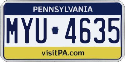 PA license plate MYU4635