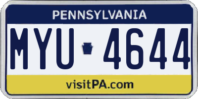 PA license plate MYU4644