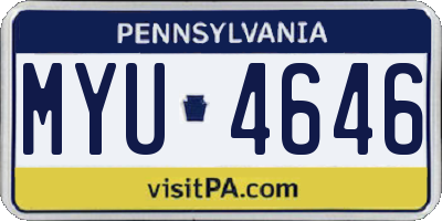 PA license plate MYU4646