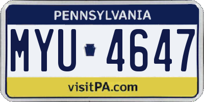 PA license plate MYU4647