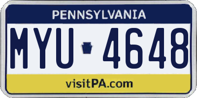 PA license plate MYU4648