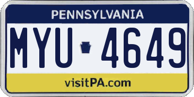 PA license plate MYU4649