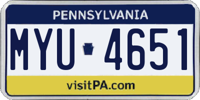 PA license plate MYU4651