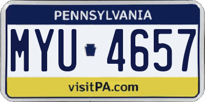 PA license plate MYU4657