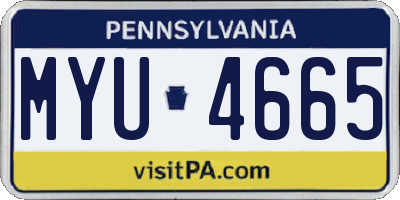 PA license plate MYU4665