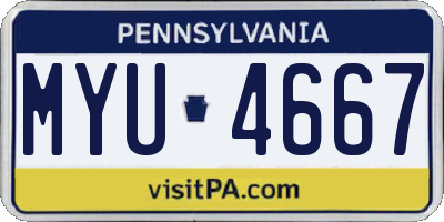 PA license plate MYU4667