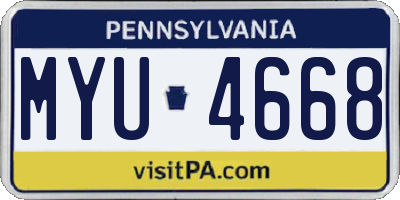 PA license plate MYU4668