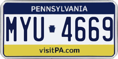 PA license plate MYU4669