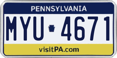 PA license plate MYU4671