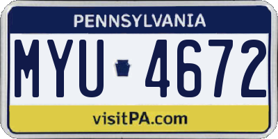 PA license plate MYU4672