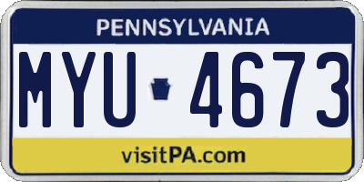 PA license plate MYU4673