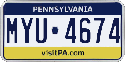 PA license plate MYU4674