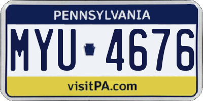 PA license plate MYU4676