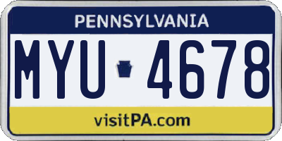 PA license plate MYU4678
