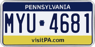 PA license plate MYU4681