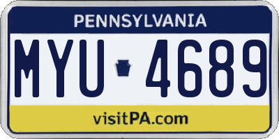 PA license plate MYU4689