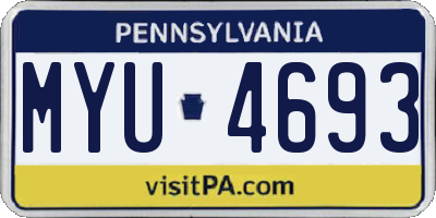 PA license plate MYU4693