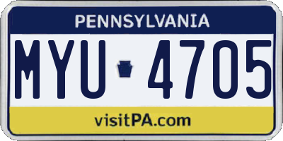 PA license plate MYU4705