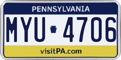 PA license plate MYU4706