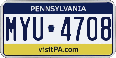 PA license plate MYU4708