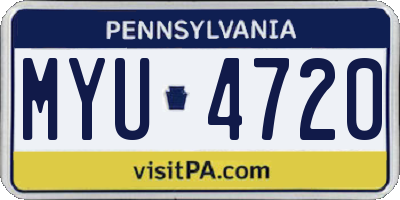 PA license plate MYU4720