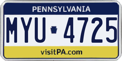 PA license plate MYU4725