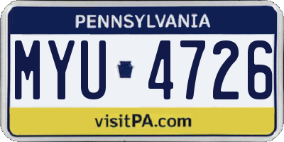 PA license plate MYU4726