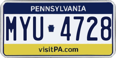 PA license plate MYU4728