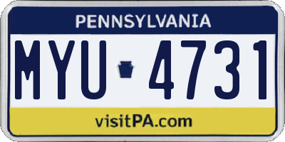 PA license plate MYU4731