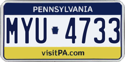 PA license plate MYU4733