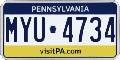 PA license plate MYU4734
