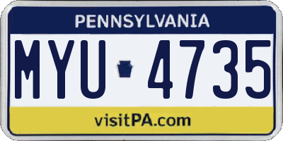 PA license plate MYU4735