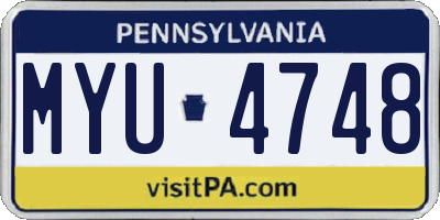 PA license plate MYU4748