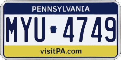 PA license plate MYU4749