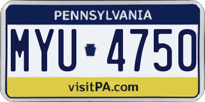 PA license plate MYU4750