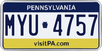 PA license plate MYU4757